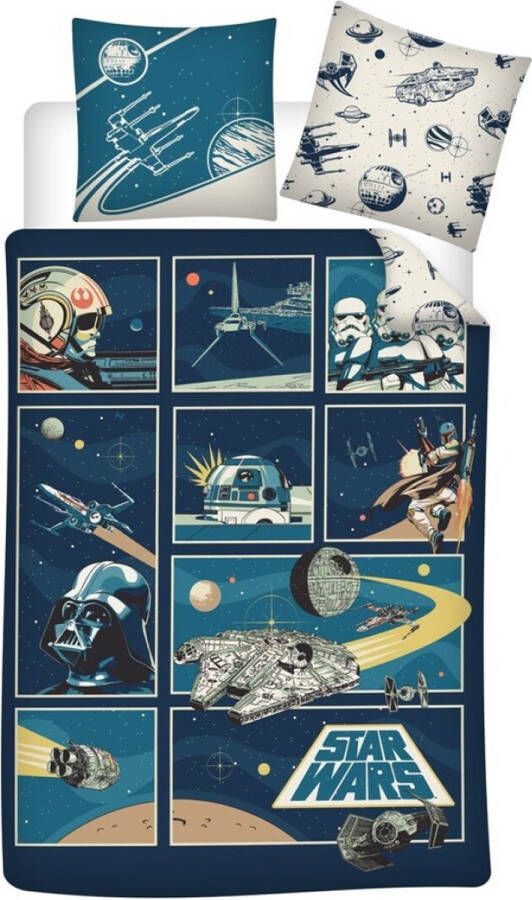 Disney Star Wars Dekbedovertrek Cartoon Frames Eenpersoons 140 x 200 + 65 x 65 cm Katoen