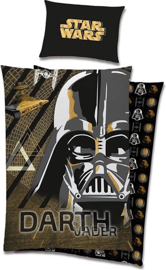 Star Wars Dekbedovertrek Darth Vader 140 x 200 cm Zwart geel 60 x 63 cm