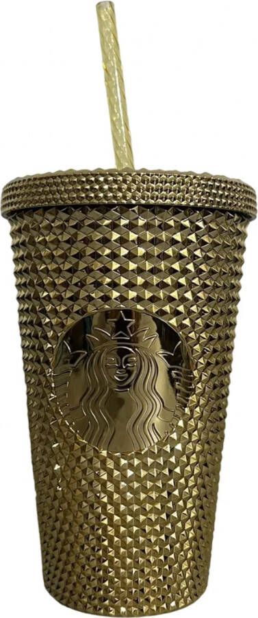 Starbucks Beker Gold Bling Cold Cup 16oz Christmas Cold Cup Holiday Tumbler Studded Drinkbeker Met Rietje en Deksel Herbruikbaar ijskoffie beker Milkshake beker Limited Edition