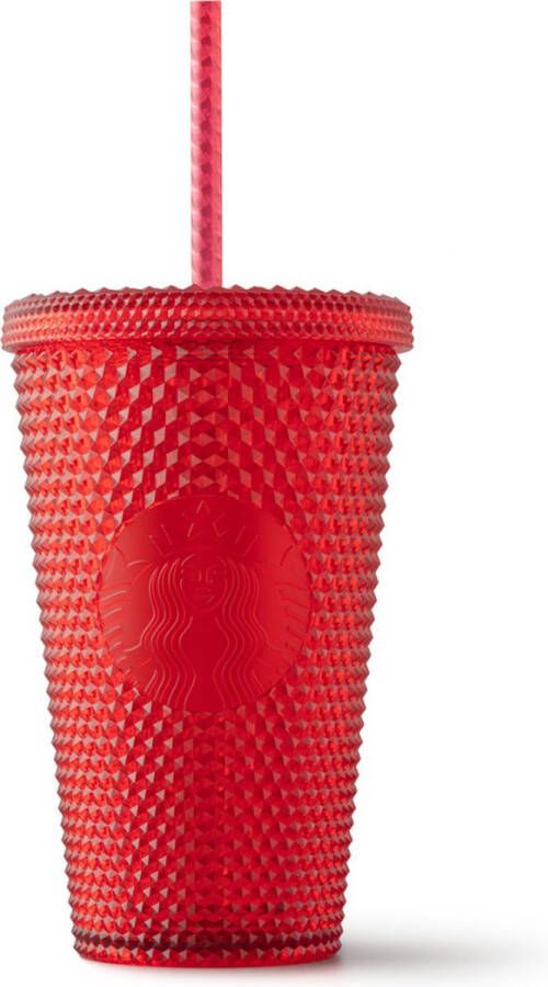 Starbucks Beker Red Studded Cold Tumbler 16oz Drinkbeker Met Rietje en Deksel Herbruikbaar- ijskoffie beker- Milkshake beker Limited Edition