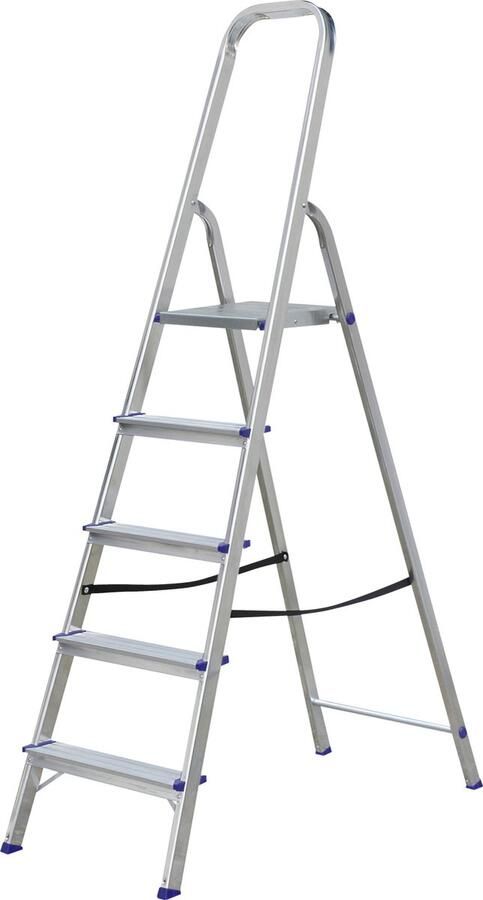 Starcko Trapladder 5 treden Aluminium Huishoudtrap 150 kg Europese keuring EN 131