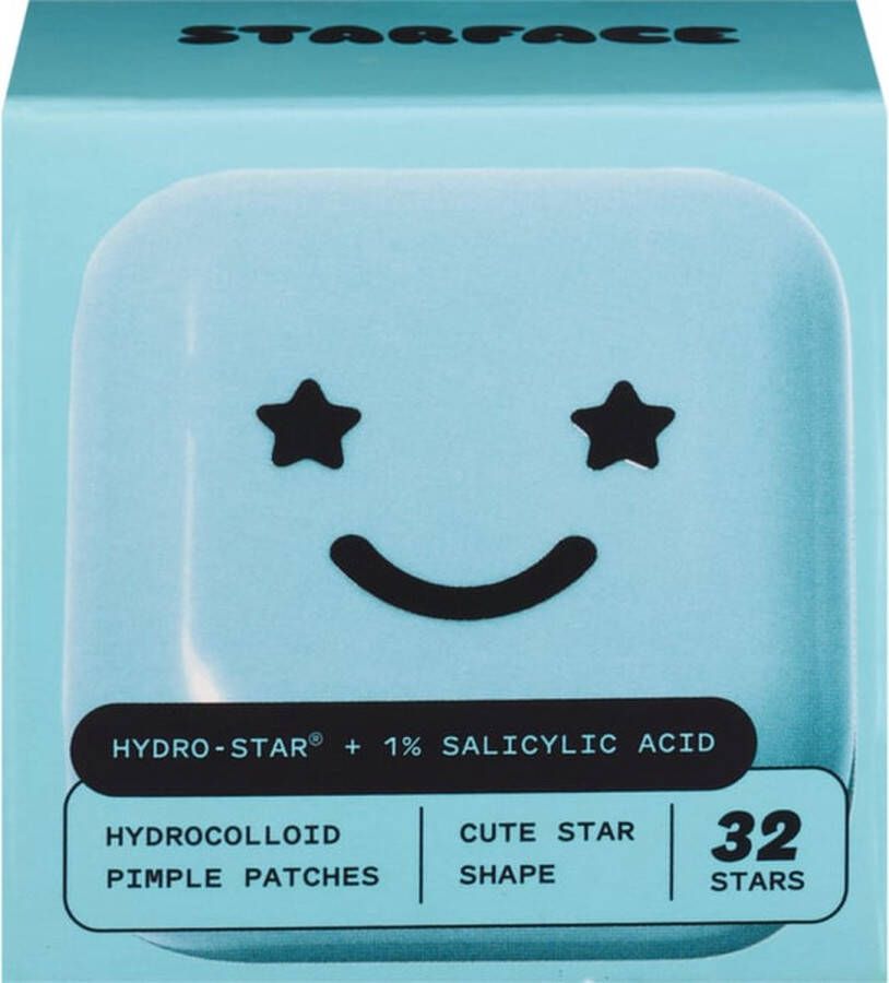 Starface Hydro-Star + Salicylic Acid Pimple Patches Blue Compact Deeper Spots Cute Star Shape Vegan 32 count