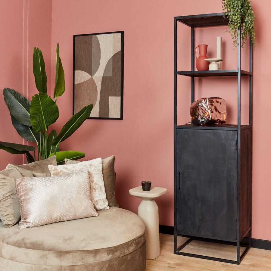 Starfurn Boekenkast zwart mangohout Denver Black Mangohout en staal 55 cm