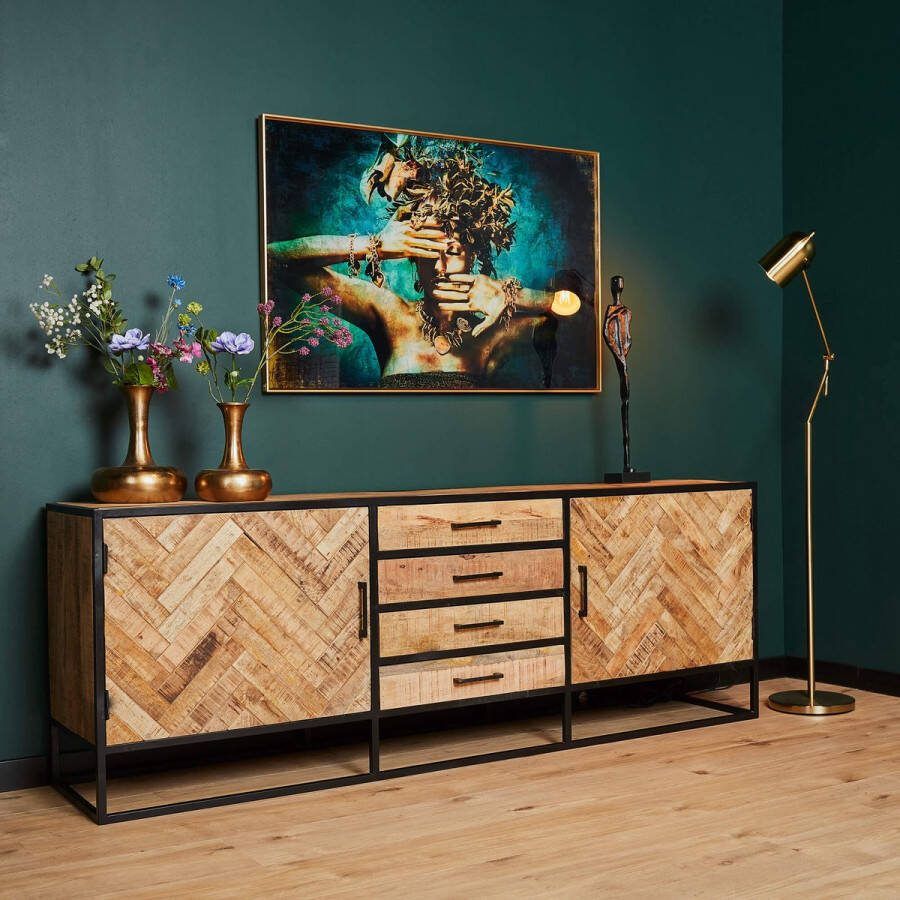 Starfurn Dressoir Arlington Mangohout Staal 210 cm