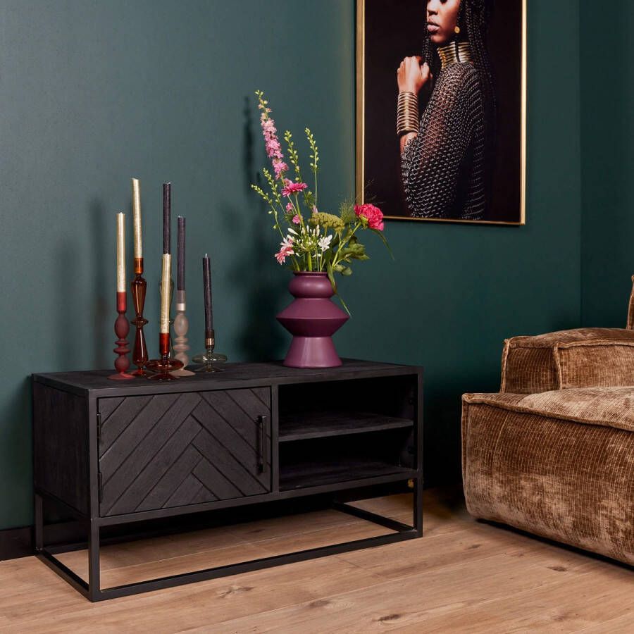 Starfurn Tv meubel Zwart New York Mangohout Staal 100 cm