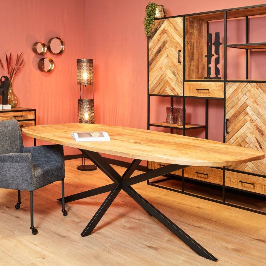 Eettafel mangohout Eettafel Mia Eetkamertafel industrieel 200 cm