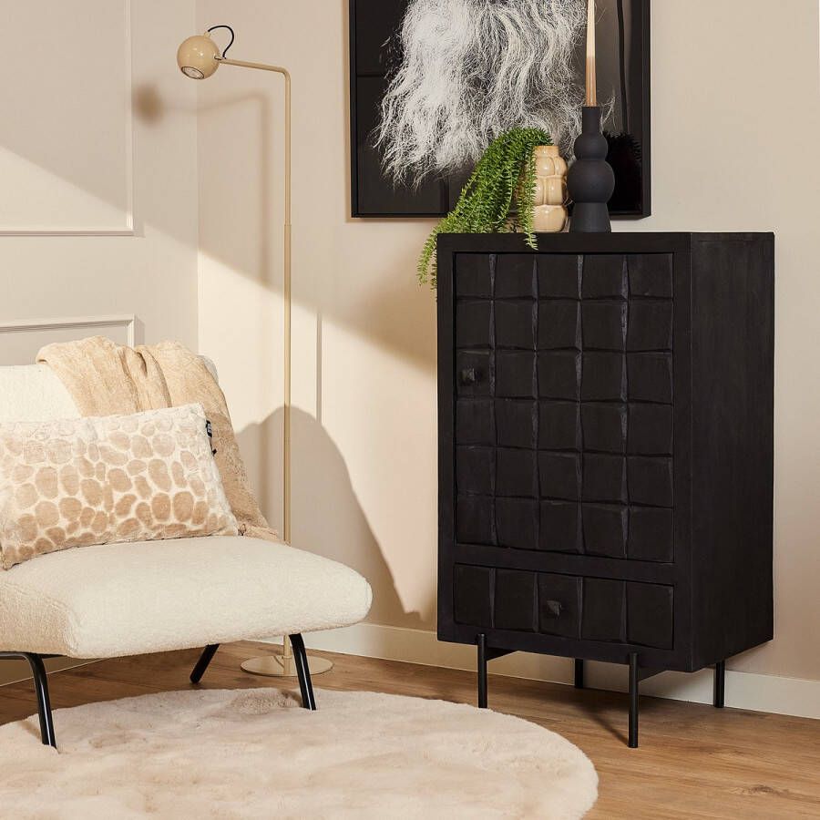 Industrieelinhuis.nl Kabinet Kast Brandy Black 1 deur 1 lade
