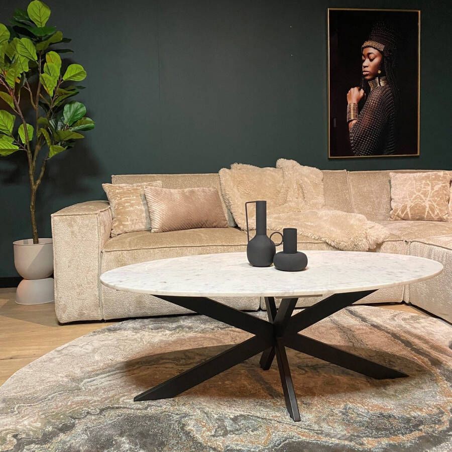Starfurn Salontafel Faye White marble | 120 cm | Ovaal-STF-9107