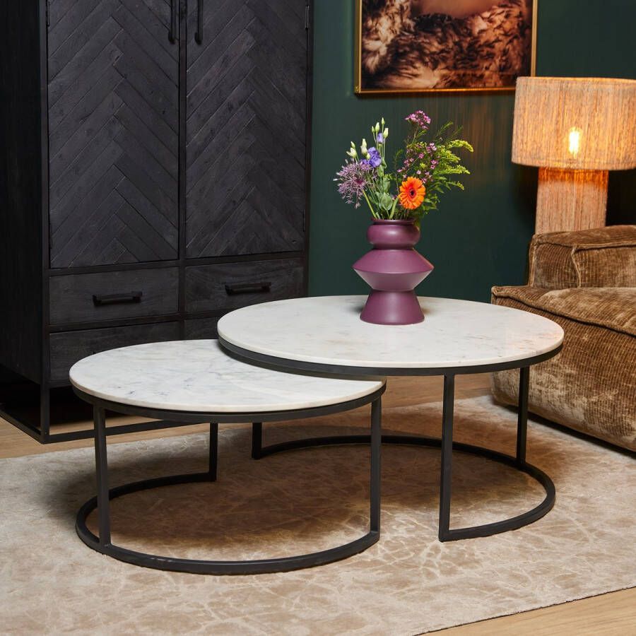 Starfurn Salontafel Nova | Set van 2 | 90 cm | Wit marmer STF-9114
