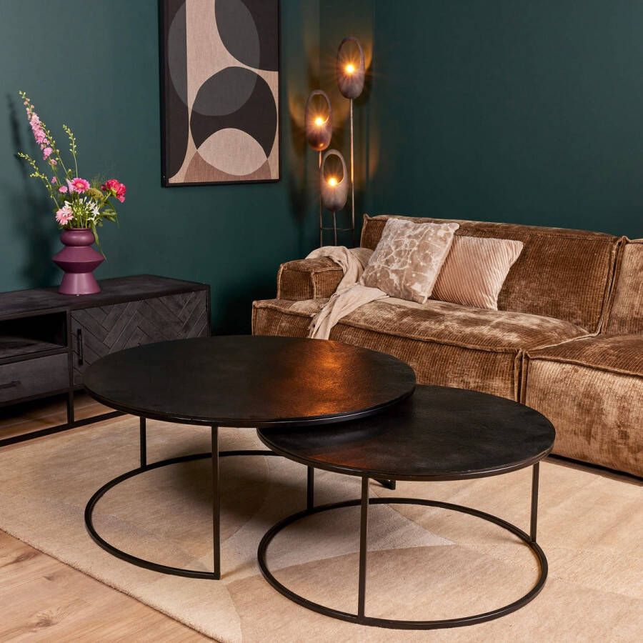 Starfurn Salontafel set Rond Zwart Aluminium Staal Aluminium Zwart