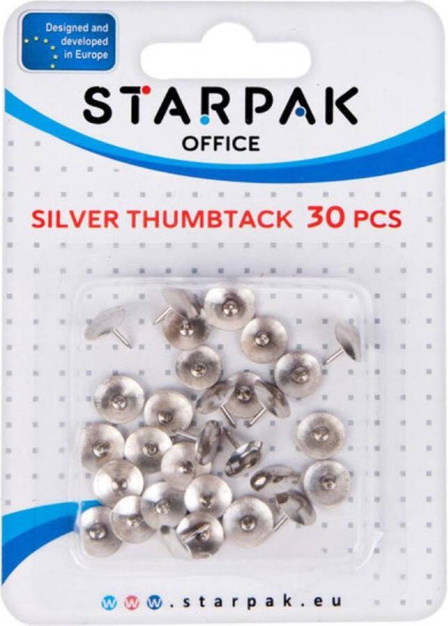 Starpak Punaises Prikker Zilveren Punaises Push Pins 30 stuks Thumbtack Punaise Kantoor Voor Prikbord Duimspijker Memobord