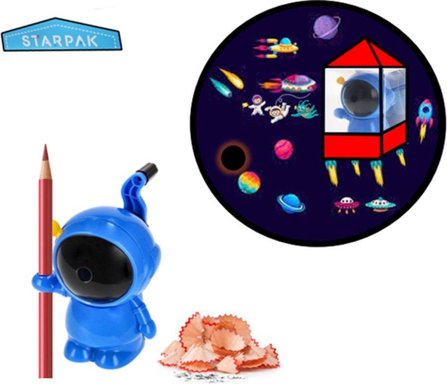 Starpak Puntenslijper-astronaut| puntenslijper voor kinderen| potloodslijper met opvangbakje| knutselgereedschap| potloodslijper