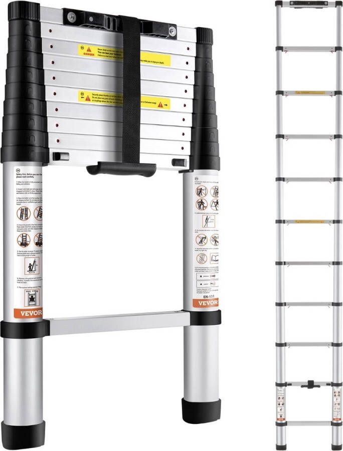 Starstation telescopische ladder trapladder enkele ladder verlengladder 3 2 m 170 kg draagvermogen Uitschuifbare ladder Handig mee te nemen