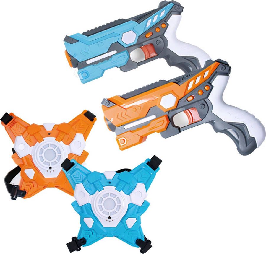 StarWarrior 2 Lasergame Laserpistolen Met vesten Speelgoed voor kinderen Blauw en Oranje