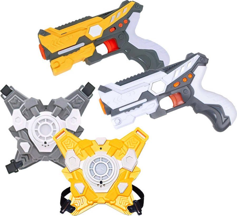StarWarrior StarWarior Lasergame Laserguns Wit en Geel Met levensvest Lasergame set voor kinderen 2 Stuks