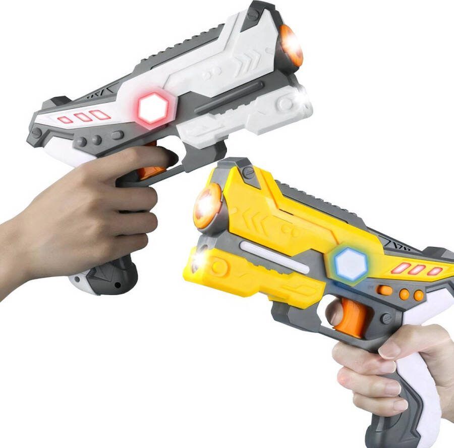StarWarrior StarWarior Laserguns Wit en Geel Lasergame set voor kinderen 4 Teams 50Meter Schietafstand Met licht en geluidseffecten