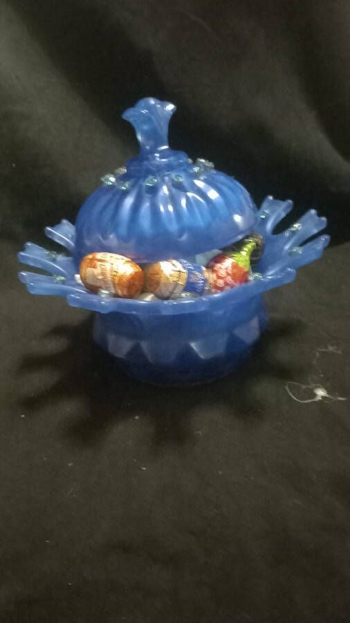 Starwolf-candles starwolf decoratief snoeppotje blauw geschenk decoratie lichtblauwe diamantjes potpourri