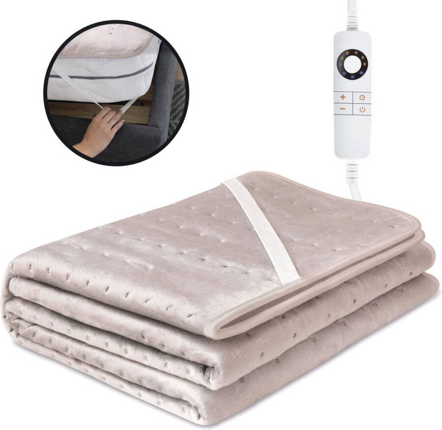 STAUS&BACH CozySnug 1 persoons elektrische onderdeken (100W) Warmtedeken met 6 warmtestanden en timer (2 4 en 6 uur) Wasbaar deken 150x80 cm Dusty Pink