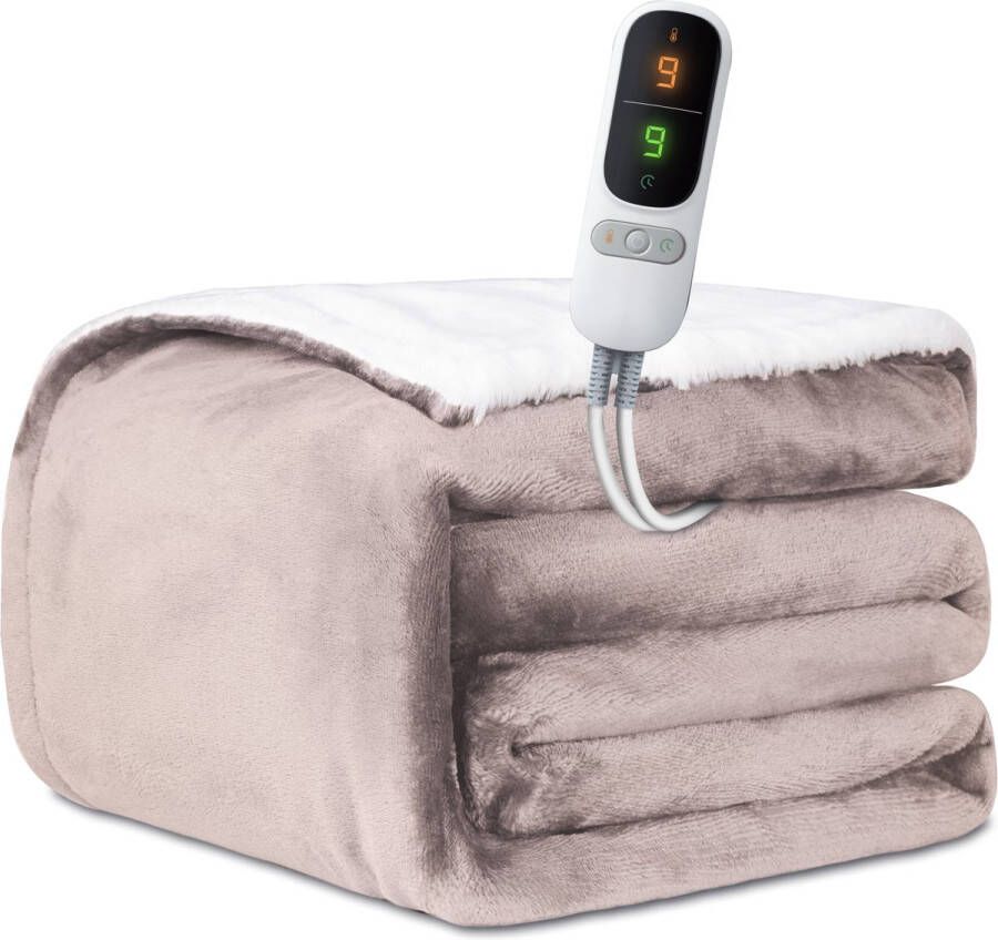 STAUS&BACH POWERNAP 1 2 persoons elektrische deken (160W) Warmtedeken met 1 tot 9 uur timer en 9 warmtestanden 160x120 cm knuffeldeken Wasmachine bestendige bovendeken Dusty Pink