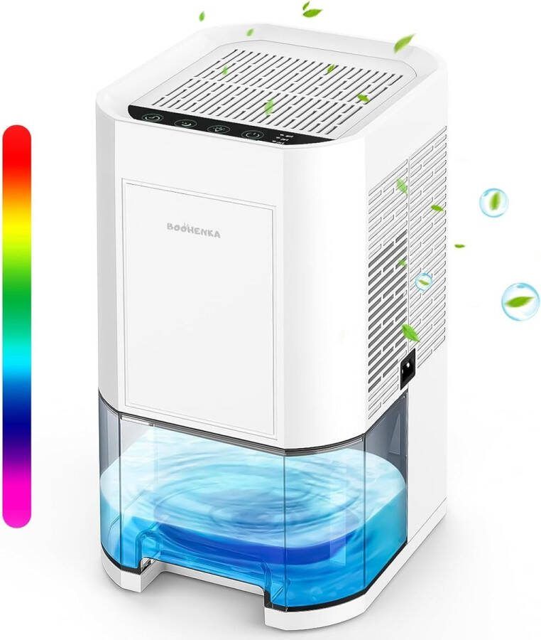 StayPowered Elektrische Luchtontvochtiger Efficiënt en Stroomzuinig 1200 ml Automatisch Ontdooien Ultrastil Timerfunctie 7 Kleuren Nachtlicht Compact en Krachtig Wit Levering Sneller dan Aangegeven!