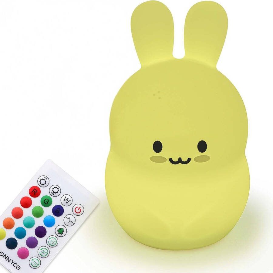 StayPowered Konijn Nachtlamp Magische Sfeer voor Kinderkamers 16 Instelbare Kleuren Timerfunctie Tot 15 Uur Batterijduur Veilige BPA-vrije Siliconen Dimbaar met Afstandsbediening Aanraaksensor Levering Sneller dan Aangegeven!