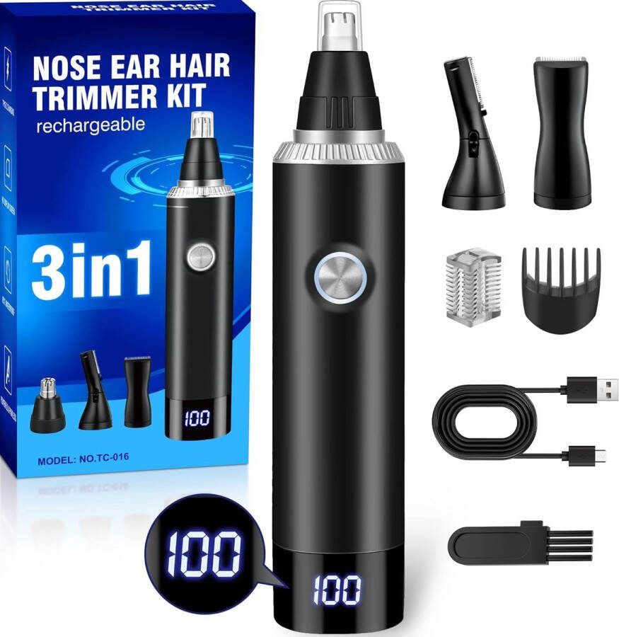 StayPowered Neustrimmer De Complete Grooming Oplossing voor een Verzorgde Look! Complete Set USB Oplaadbaar Digitaal Display Efficiënt en Pijnloos Compact Design Zwart Levering Sneller dan Aangegeven!