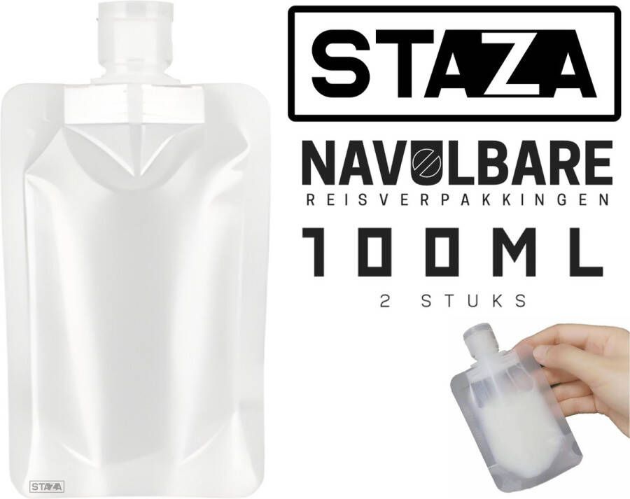 Merkloos Staza Navulbare Siliconen Reisflesjes – 2 Stuks Reisflacons voor Handbagage & Travel 100ml