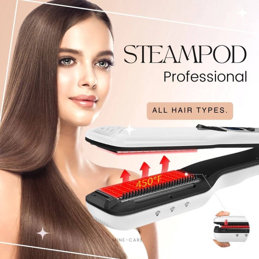 Steam plus Steampod Professional Stoom Stijltang PLUS Steampods Krultang Stijltang- Professionele stijltang stoom Zwart