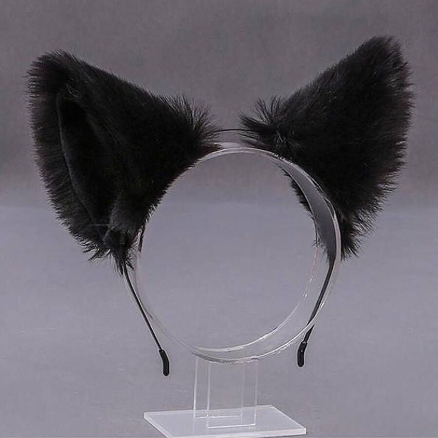 Steampunk heaven katten oortjes op tiara – Carnaval dieren kostuum oortjes – Kattenoortjes katten oren katten tiara – oren kat katten diadeem carnaval kat haarband kat-diadeem -festival-oortjes sexy haar accessoire