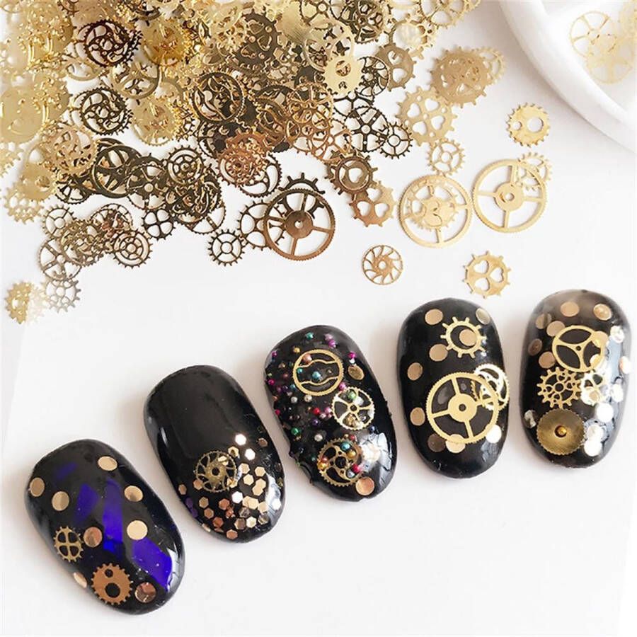 Steampunk heaven Nagel decoratie | Nagel steentjes | Gouden Tandwielen | Nail Art Tandwielen | Steampunk Nail Art