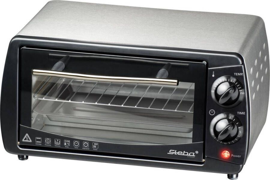 Steba KB9.2 Vrijstaande oven 9 liter 800 Watt timer RVS behuizing Zwart