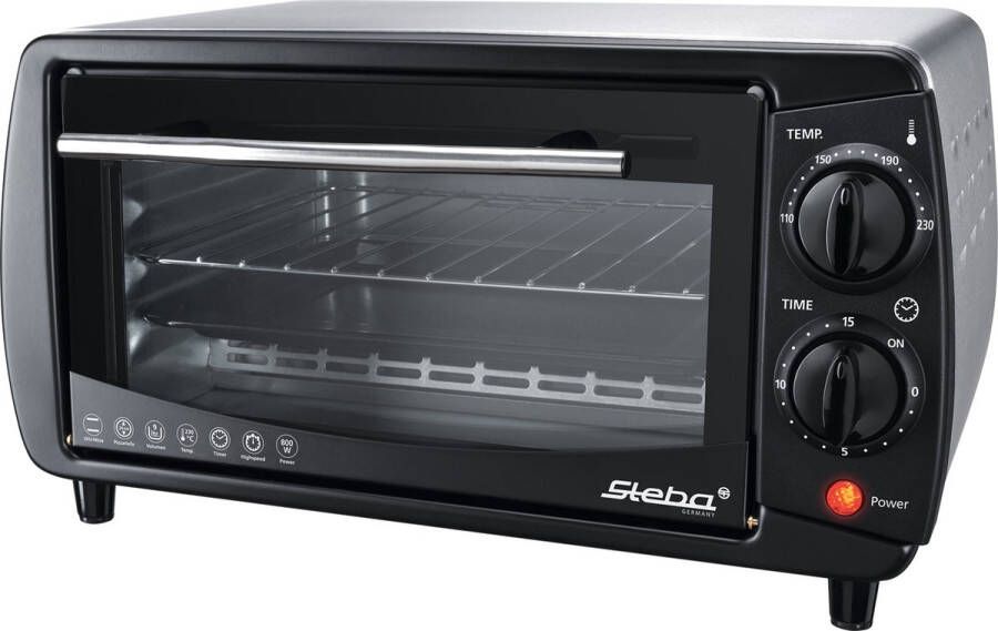 Steba KB9.2 Vrijstaande oven 9 liter 800 Watt timer RVS behuizing Zwart