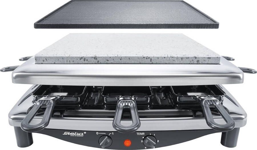 Steba RC3Plus Chroom Gourmet Bakplaat Steengrill 8 personen- PFAS vrij