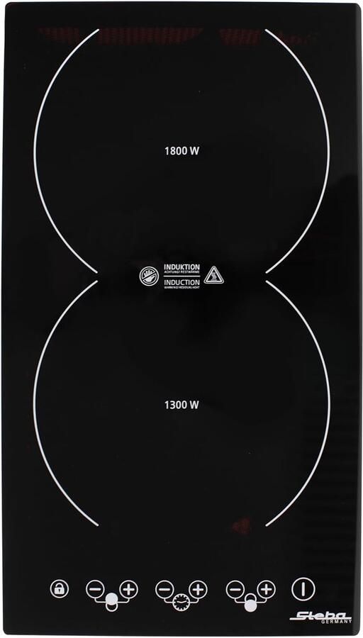 Steba IK200 Inductiekookplaat 2 pits kookoppervlak ca. 24 x 40 5 cm Touch Control 8 standen timer