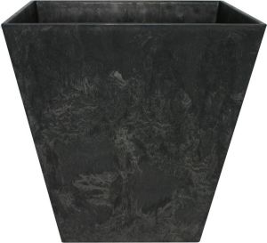 Steege Bloempot plantenpot gerecycled kunststof steenpoeder zwart dia 25 cm en hoogte 25 cm Binnen en buiten gebruik