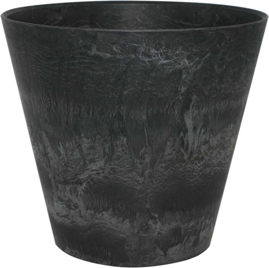 Steege Plantenpot bloempot tijdloze natuursteen look Dia 17 cm en Hoogte 15 cm in het Artstone zwart voor binnen buiten