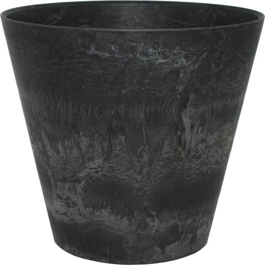 Steege Plantenpot bloempot tijdloze natuursteen look Dia 22 cm en Hoogte 20 cm in het Artstone zwart voor binnen buiten