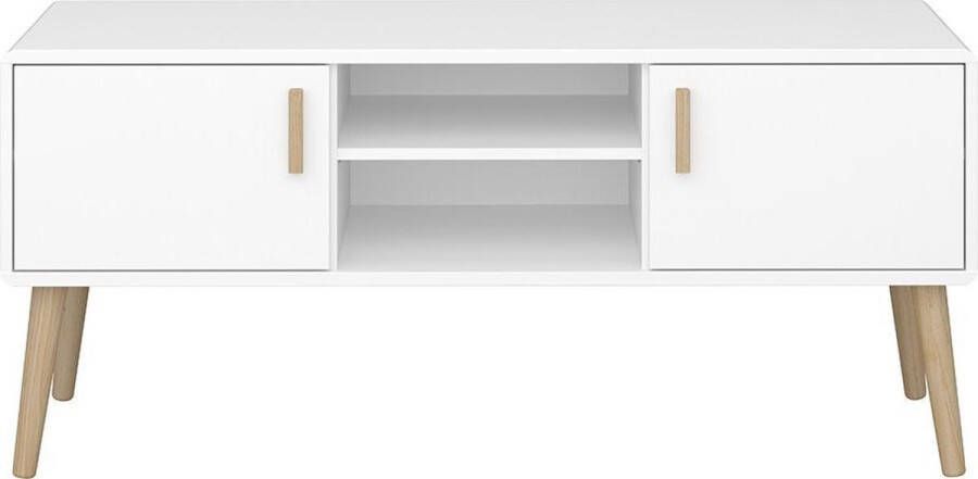 Hioshop Pavis TV-meubel met 2 deuren en 1 legplank in wit.