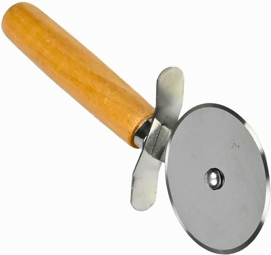 Stegger Pizzasnijder hout Pizzasnijder met Duimbeschermer Pizzames RVS 18 x 6.5 cm