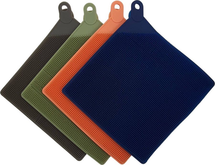 Stegger Vaatdoek Vaatdoekhouder Vaatdoek siliconen Multicolor Set van 4
