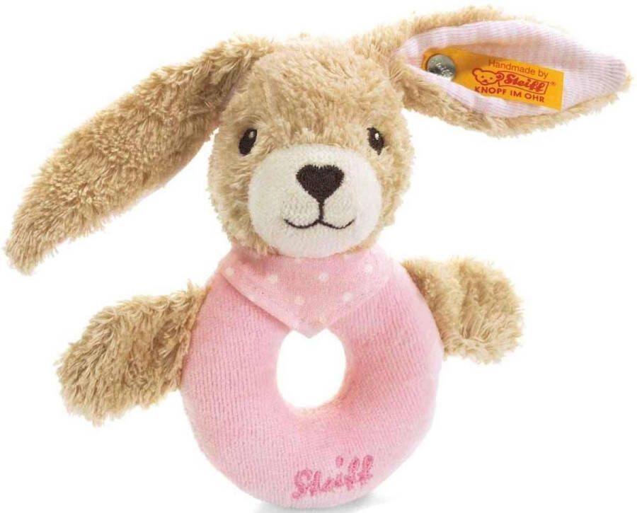 Steiff Hoppel rabbit rammelaar roze 12 cm. EAN 237591