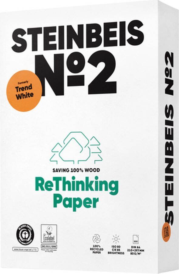 Steinbeis Kopieerpapier No2 A4 80gr wit 500vel Pak a 500 vel 5 stuks
