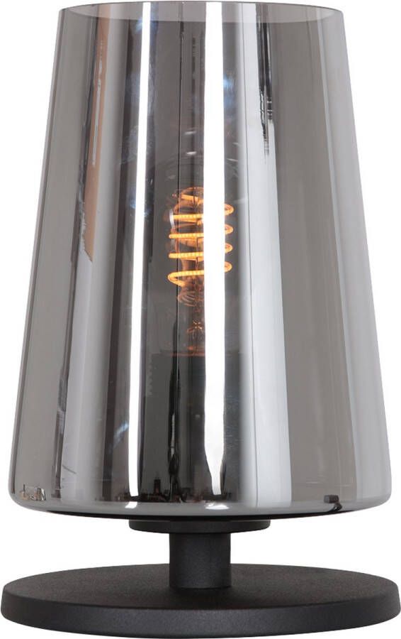 Steinhauer Ancilla tafellamp rookglazen kap 24 cm hoog modern E27 -zwart