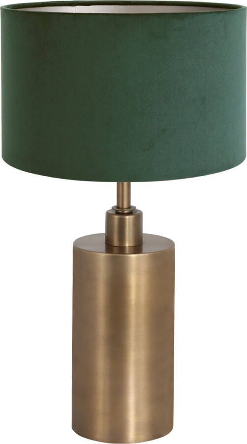 Steinhauer Brass tafellamp met groene velvet kap 47 cm hoog E27 brons