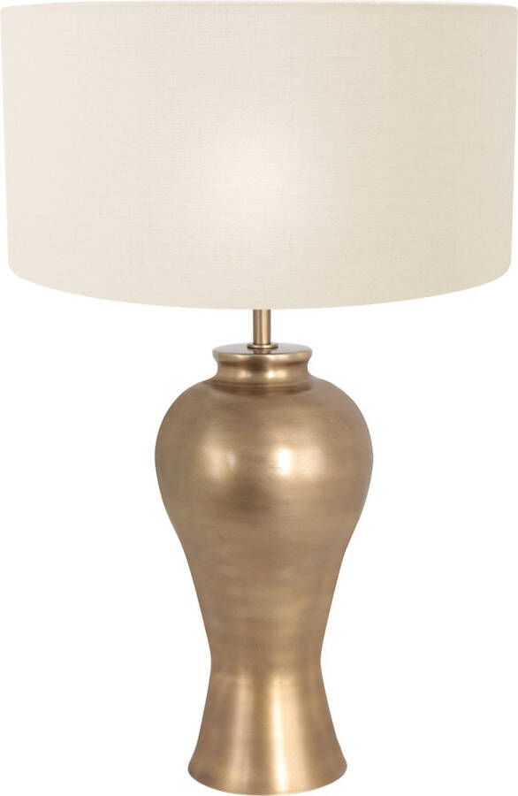 Steinhauer Brass tafellamp met witte kap 60 cm hoog E27 brons