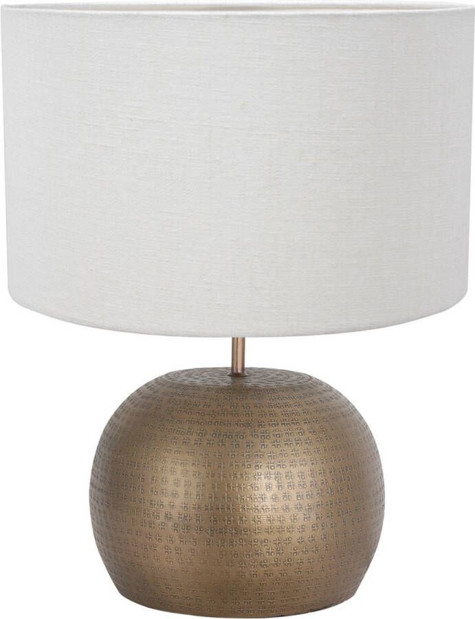 Steinhauer Brass tafellamp oosters met witte kap 46 cm hoog E27 brons
