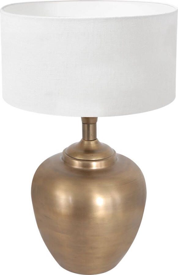 Steinhauer Brass tafellamp vaaslamp met witte kap 55 cm hoog E27 brons