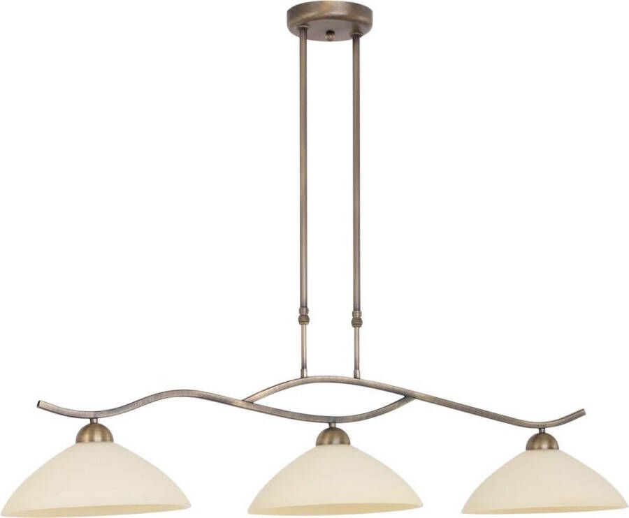 Steinhauer Capri Hanglamp 3 lichts Brons Crème albast glas