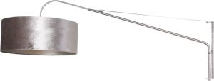 Steinhauer Elegant Classy wandlamp kap ⌀50 cm uittrekbaar tot 145 cm zwart wit snoer met schakelaar staal en okergeel