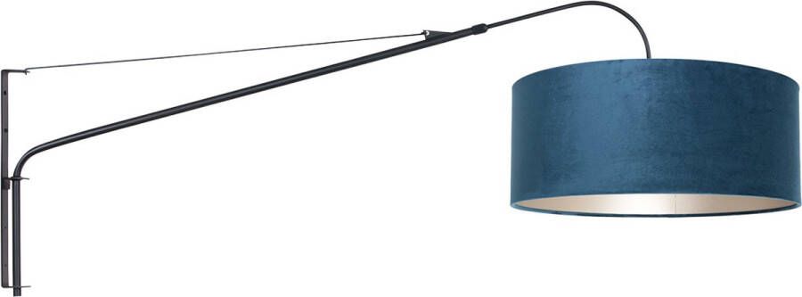 Steinhauer Elegant Classy wandlamp lange arm 145 cm diep zwart met blauwe kap